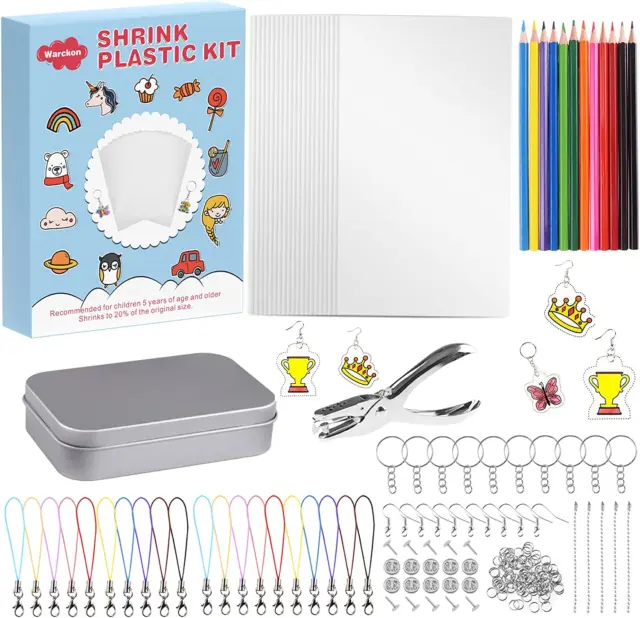 200 Pieces Shrink Plastic Sheet Kit Include 20 Blank Sheets Shrinky Art Paper,Ho