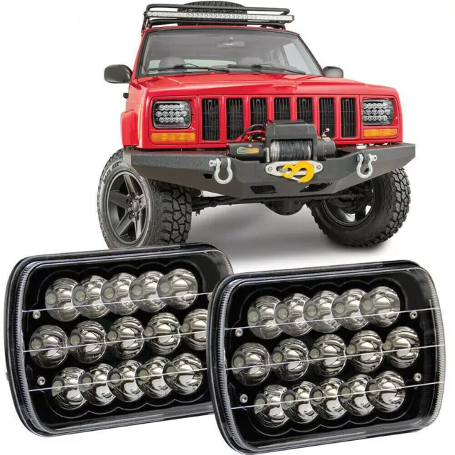 Pair 5x7'' 7x6'' LED Headlights Hi/Lo Beam H4 for Jeep Cherokee XJ Wrangler YJ