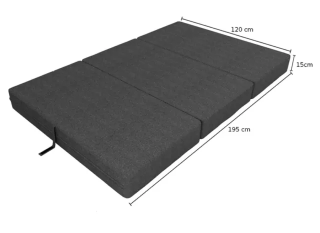 Materasso pieghevole POKAR 195 x 120 x 15cm con imbottitura in schiuma rigida