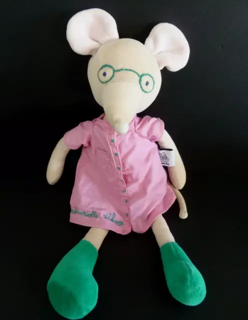 E8. DOUDOU PELUCHE MOULIN ROTY SOURIS Mademoiselle Cheese robe rose 42cm - TBE