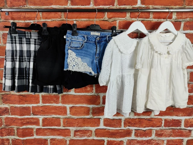 PACCHETTO RAGAZZE ETÀ 9-10 ANNI ZARA NEXT M&S ecc. GONNA PANTALONCINI DENIM CAMICETTA 140CM
