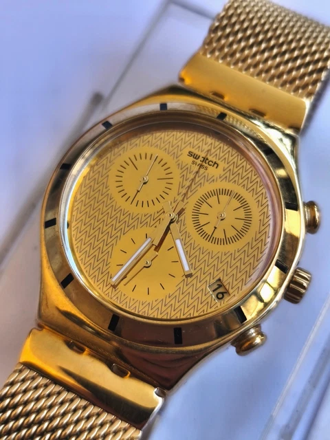 SWATCH IRONY CHRONO ycg402g golden authority £118.80 - PicClick UK