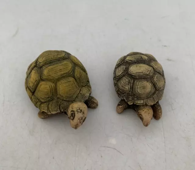 R.O.C. Made In Taiwan Set Of 2 Turtle Small Collectable Figurines #GL