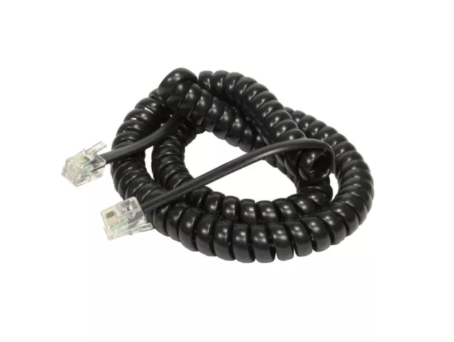 Telephone Handset Cable RJ10 to RJ10 (4P4C) Coiled Curly Lead Cord Wire ? BLACK