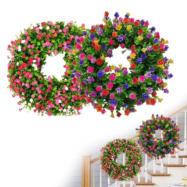 Ghirlanda Primaverile Pasquale 55,9 Cm – Eucalipto Artificiale Con Fiori E Uova – Decorazione Per Porta, Parete E Casa