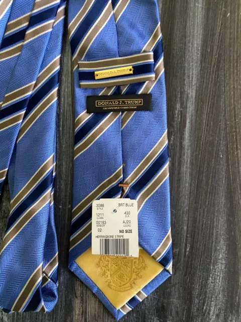 New W Tags Donald Trump Signature Collection Necktie Blue Gold Silk Tie #482