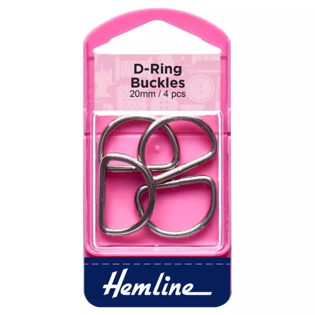 Hemline D Rings: 20mm: Nickel: 4 Pieces