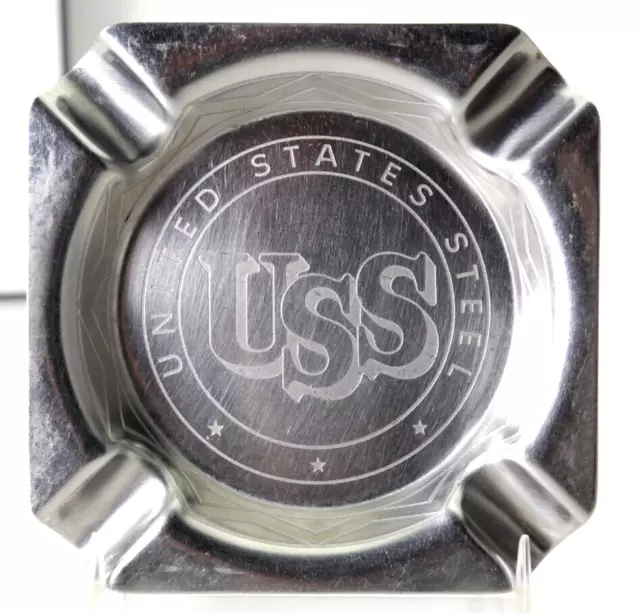 United States Steel USS Ashtray Stainless Steel 302 Vintage