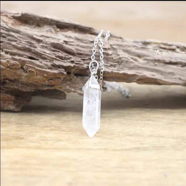 Crystal Gemstone Necklace Pendant Natural Chakra Stone Energy Healing with Chain