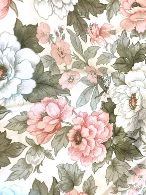 Vintage fabric  Cotton Floral Pinks/Greens 70x88cm-0913