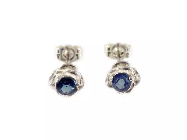 Antique 19thC ¾ct+ Blue Sapphires + Earrings: Medieval Ram Gem Stops Black Magic