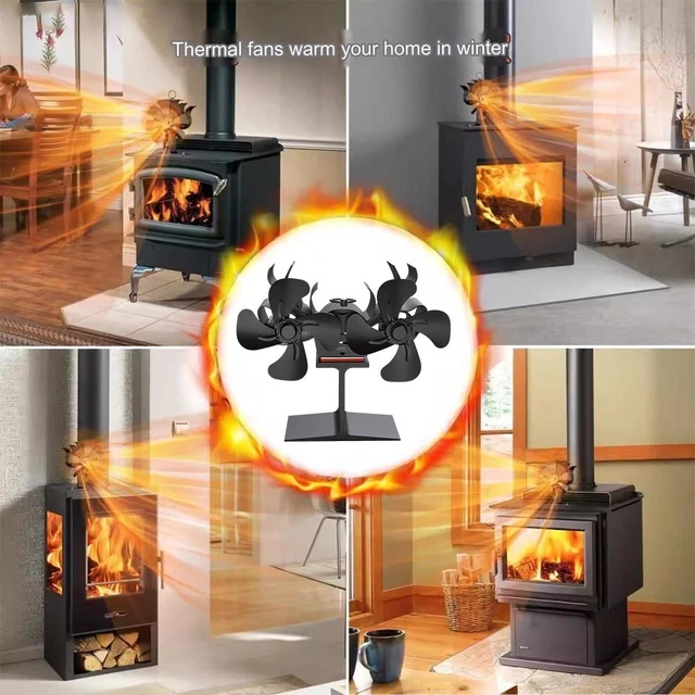 Ventilatore Per Stufa A Legna Ventola Per Stufa A Legna, A Tre Teste, Senza Elettricità, Alimentata A Calore, Per Legna E Camino, A Circolazione Calda (18 Lame Distribuzione Calore Stufa - 7