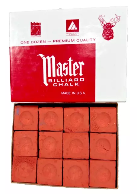 Master Billiard Chalk, One Dozen Cubes, Red Premium Quality Chalk