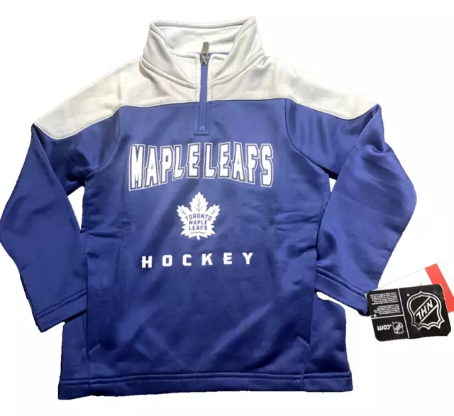 Toronto Maple Leafs NHL Hockey Half Zip Pull Over/Jacket  Blue Size Youth M 5/6