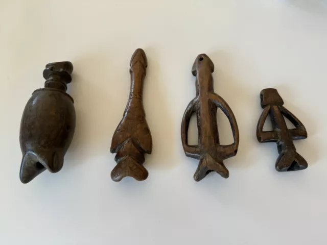 Set of Four Burkina Faso Flutes (Wood, Various Tribes)