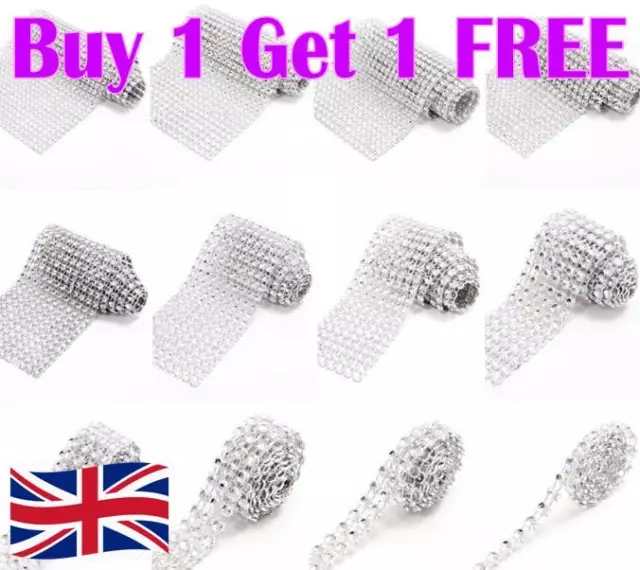 Metre SILVER Diamante Rhinestone Sparkling Diamond Wedding Cake Trim Ribbon mesh