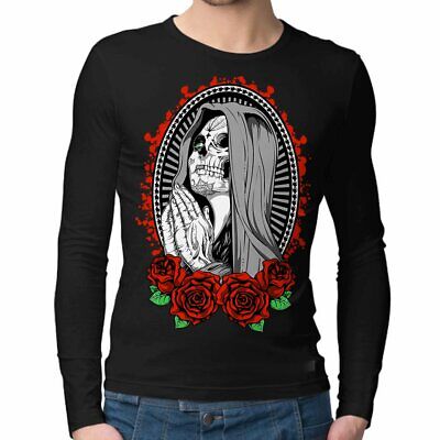 Peace and Death Mens T-Shirt Gothic Skull praying