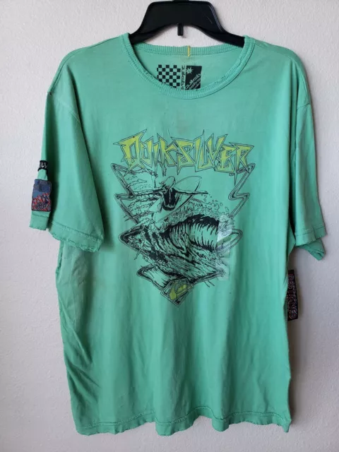 Quiksilver Men's Ringspun Cotton Destroyed Wash Tee Green Large NWT *Defect*