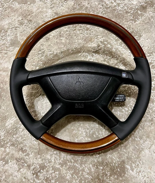 NEW LEATHER Galant , Pajero Nardi Wood Steering Wheel Rare Perfect