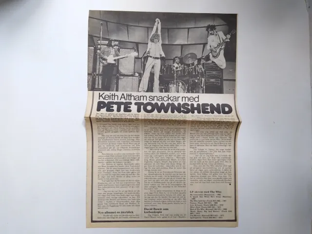 The Who Pete Townshend Roger Daltrey Keith Moon Muldaur clipping Sweden 1970s