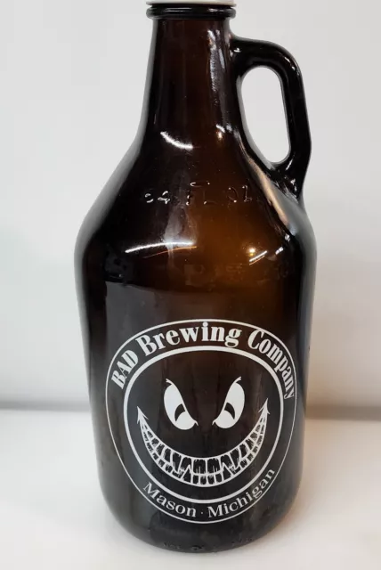 Beer Growler Empty Bottle 64 FL OZ Brewery Glass Jug Bad Brewery Mason Michigan