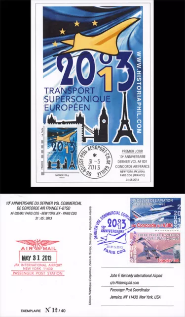 Maximum card "10 year Last Flight CONCORDE Air France Paris-New York-Paris" 2013