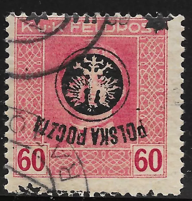 Poland stamps 1918 MI 24 INVERTED Ovpt  signed  CANC  VF