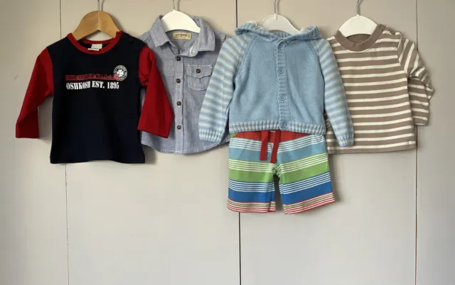 Baby Boy Next Bundle Alter 3-6 Monate OshKosh Top, Next Shirt M&S Strick, Shorts