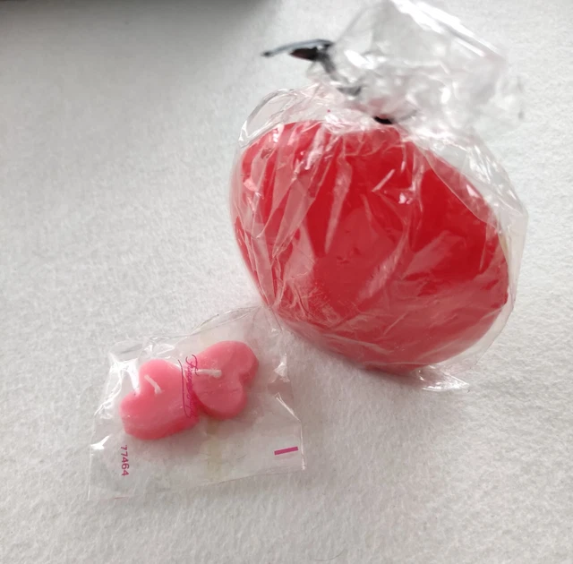 Bougie Rouge Noel + 2 Mini Bougies Flottantes Coeur