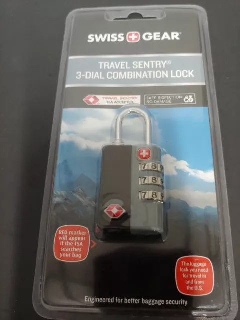 New Swiss Gear Travel Sentry 3-Dial Combination Lock Black NEW