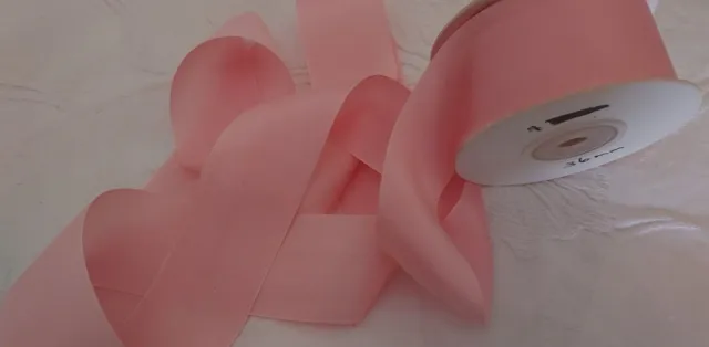 36mm Pure Silk Ribbon “Peachy Pink” **30% disc** 2 metre length