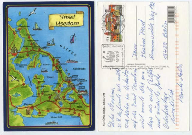 57963 - Island of Usedom - Map - Postcard, Run 12.4.2004