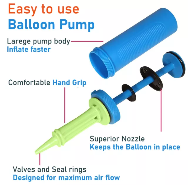 Premium Balloon Pump Hand Held Portable Manual Air Inflator Party Decor Tool UK