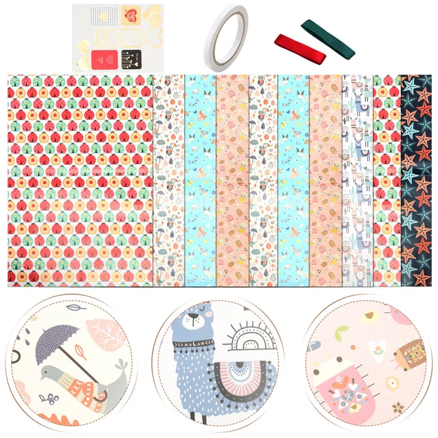 1 Juego de Papel de Envoltura de Flores Papel de Regalo con Cinta para Birthda