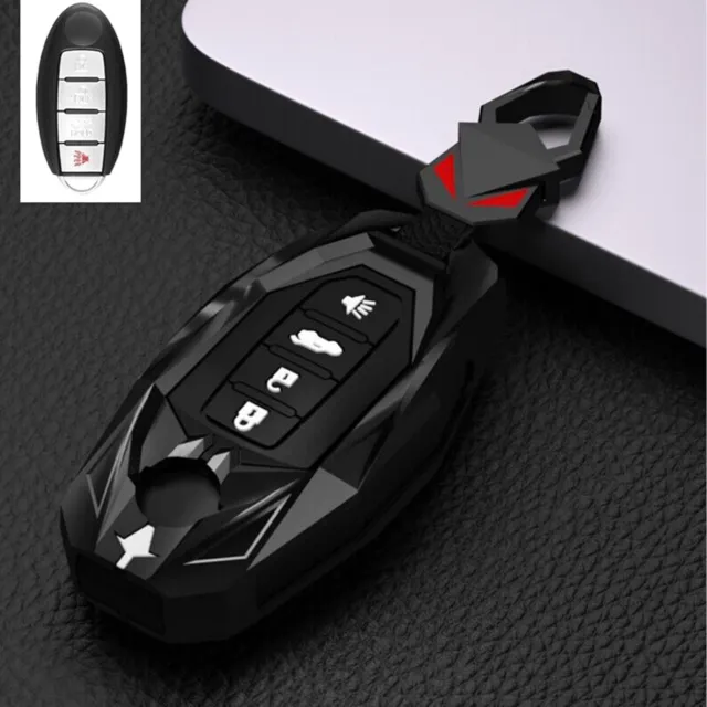 Zinc Alloy Key Fob Case Cover for Nissan Infiniti | 4-Button Smart Remote Case