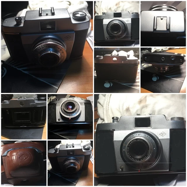 agfa silette color-apotar 1.2.8/45 macchina fotografica 1954 completa di custodi