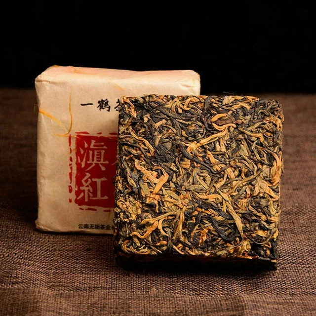 Yunnan Dian Hong Black Tea Brick 400 Years Ancient Tree Golden Buds 250g