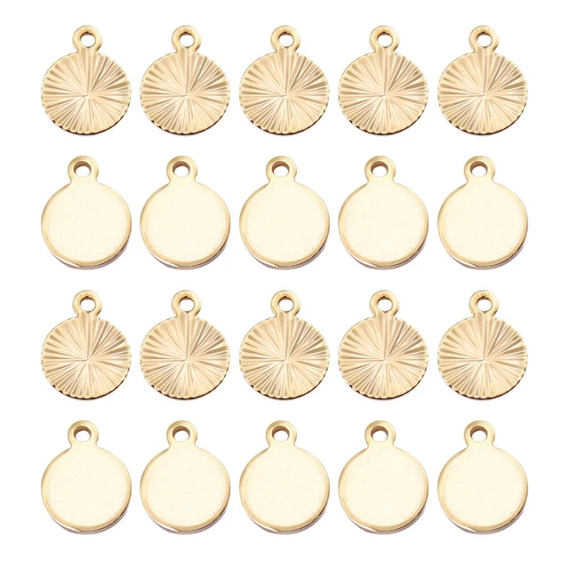 20 Pcs Legierung Charme Schmuckzubehör Runde Anhänger Charms 0.9X1.2CM Golden