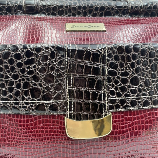 Samantha Brown Croco-Embossed Dowel Travel Bag (Wine) Weekender Tote 2