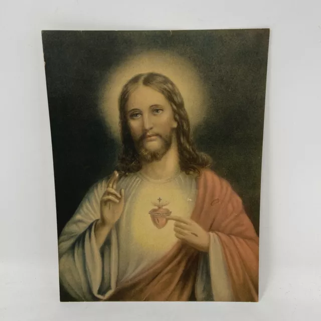 Vintage Antique Religious Picture Print EMBOSSED Litho Lithograph? Calendar?