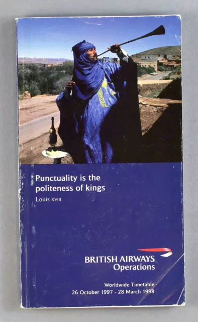 British Airways Operations Worldwide Staff Airline Timetable Winter 1997/98 Ba