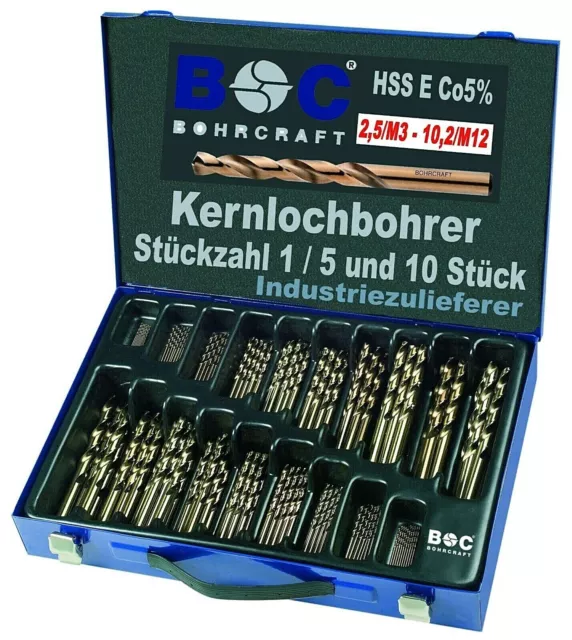 HSS E Co5 Spiralbohrer Metall Bohrer Kernlochbohrer für Metrisches Gewinde Bohrc