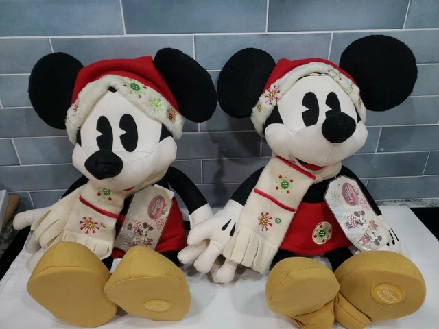 Disney Store Exclusive Christmas Scarf Mickey & Minnie Mouse Plush Stuffed 17"