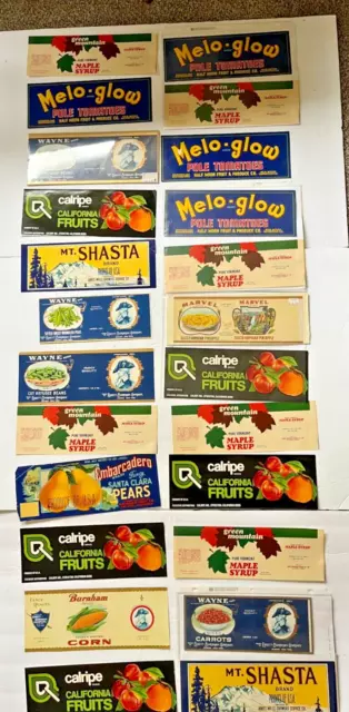 Genuine Lot 24 Vintage All Fruit Box Crate Labels    Vintage  All Excellent