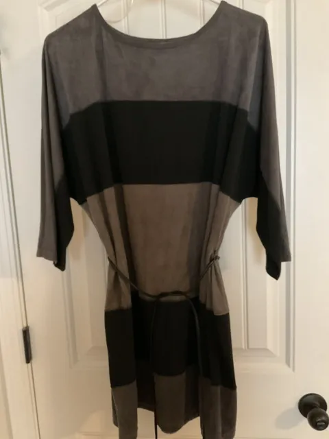 BLACK AND BROWN Faux Suede Dolman Sleeve Tunic Top Size: L $9.99 - PicClick