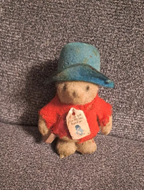 VTG 1970s Miniature Paddington Bear Blue Hat Red Coat AS IS 2,5''