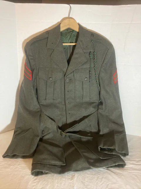 Vintage US Military Marines Dress Uniform Coat Jacket Green Wool Size Unknown