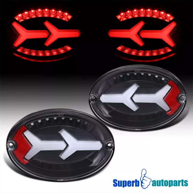 For 1997-2004 Chevy Corvette C5 Black Tail Lights Brake Light LED Tube 4PC L+R