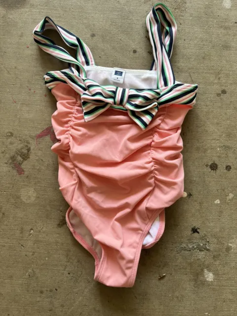 Janie And Jack Pink White Stripe Swim Bathing Suit One piece size 5 girls 5T
