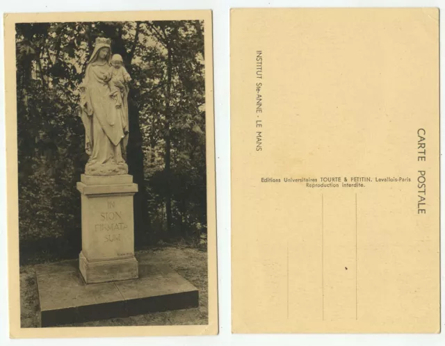 09678 - Institut Sainte-Anne - Le Mans - statue - old postcard